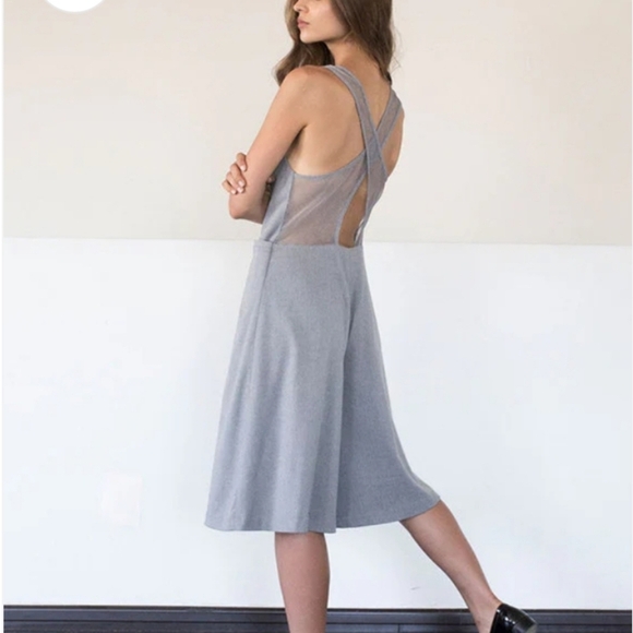 Vivian Chan McKenna Jumpsuit Medium Wide Leg Crop Culotte Mesh Cross Back - Picture 4 of 14